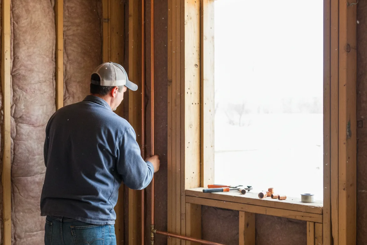 Licensed plumber running new copper supply lines in a East Chicago home