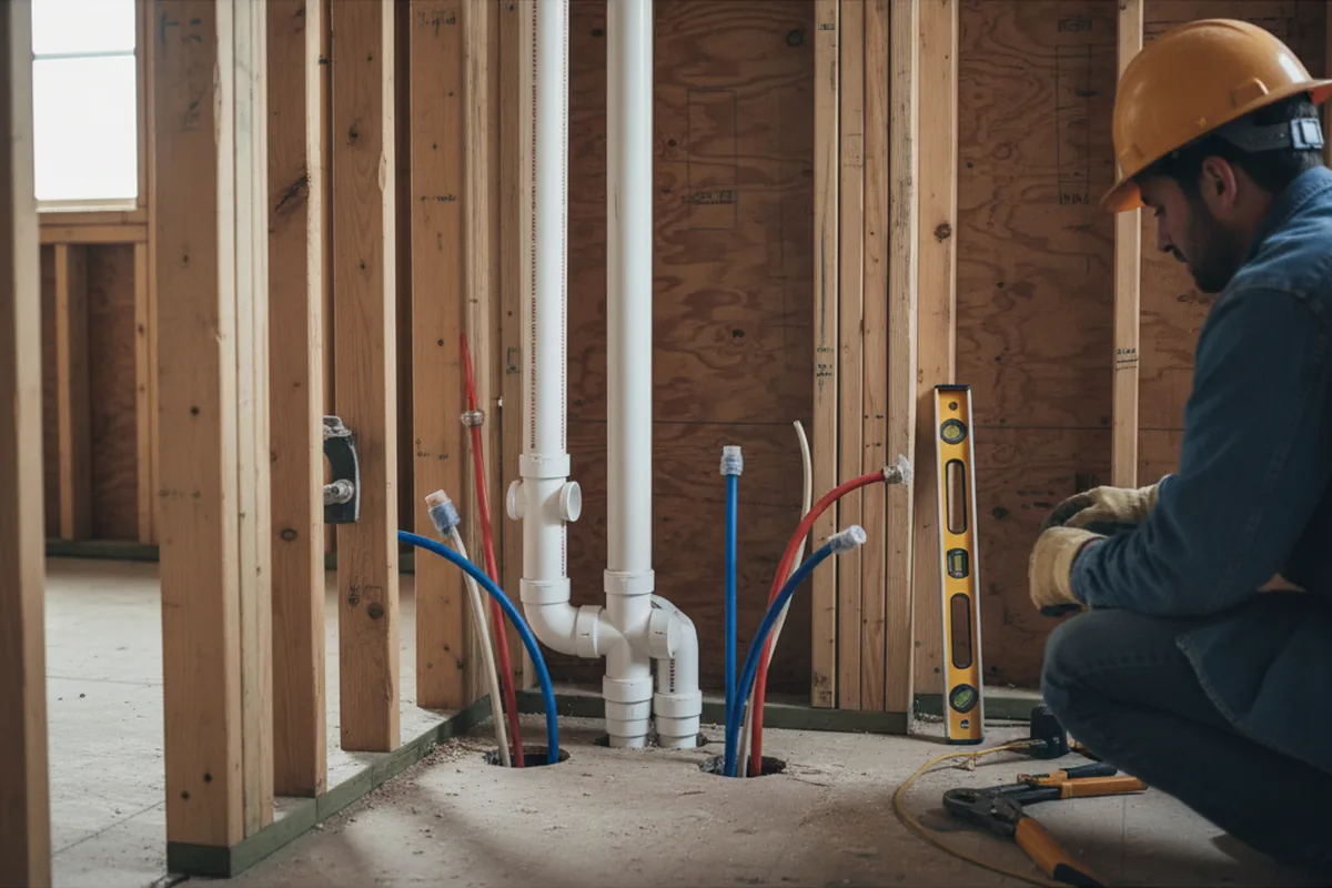 Drain and supply rough-in during Leak Detection in East Chicago