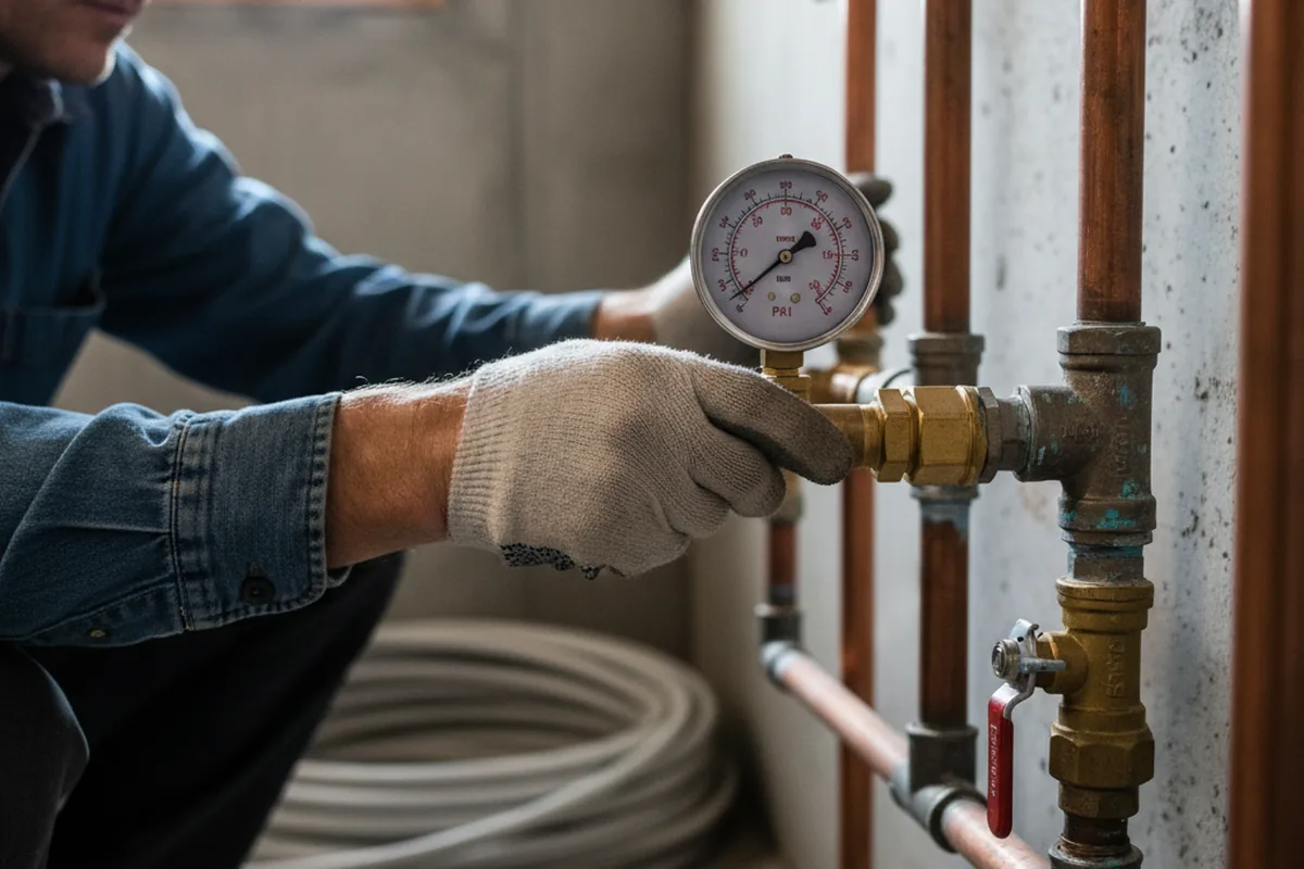 Pressure testing a repaired line during Water Line Repair in East Chicago